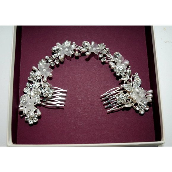 Boho Pearl Butterfly Bridal Hair comb Headpiece Wedding - Picture 1 of 6